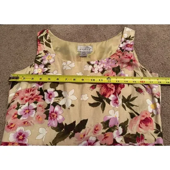 Vintage Adrianna Papell Maxi Dress Linen Floral Cottage Feminine Romantic - Picture 4 of 6
